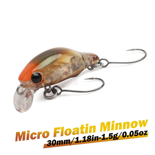 Zeer ondiep/oppervlakte mini plugje (30mm 1.5g) super voor baars!